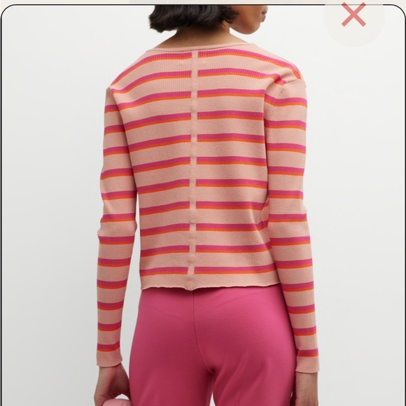 Grey/Ven x Revolve Gemma Ribbed Cardigan in Bayaderre Stripe - Picture 3 of 13